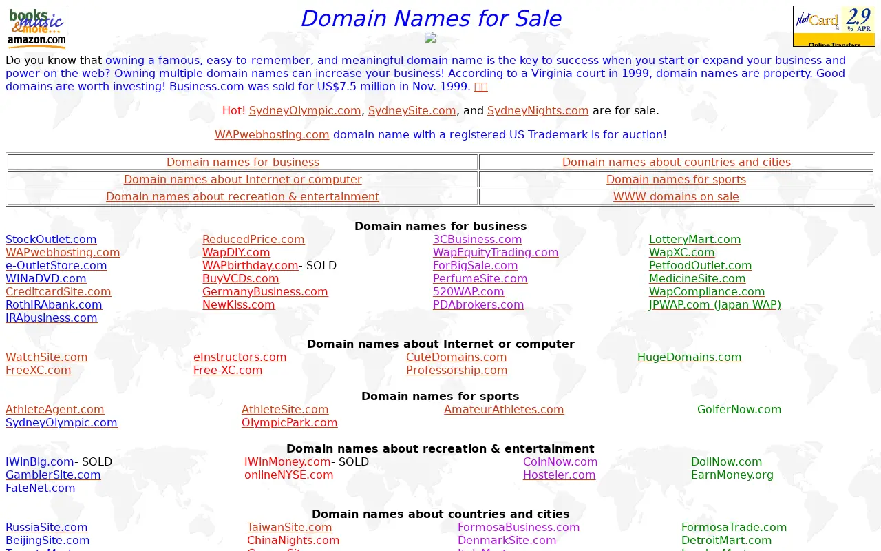 hugedomains.com in 2000