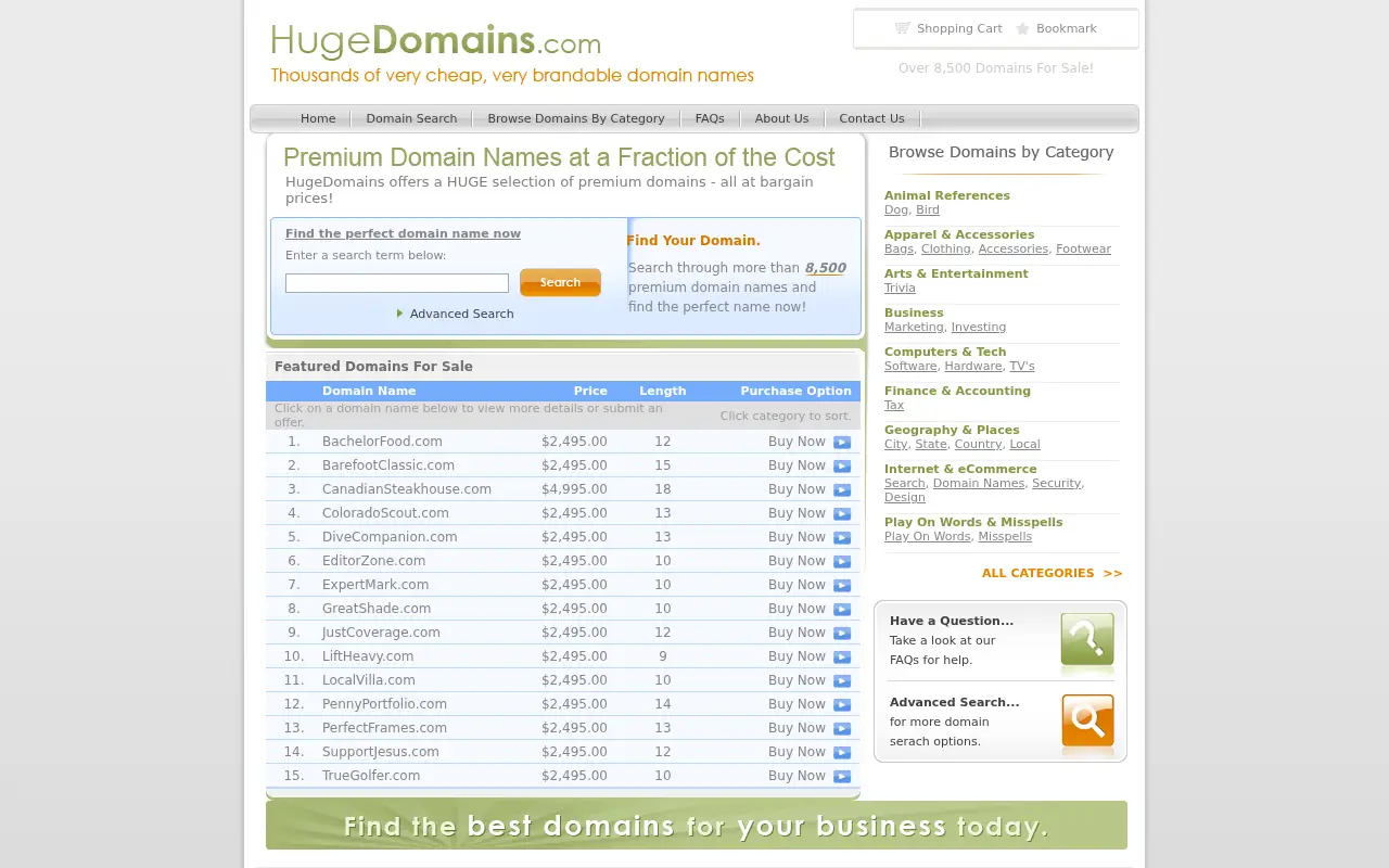 hugedomains.com in 2006