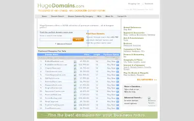 hugedomains.com in 2009