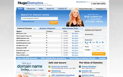 hugedomains.com in 2019