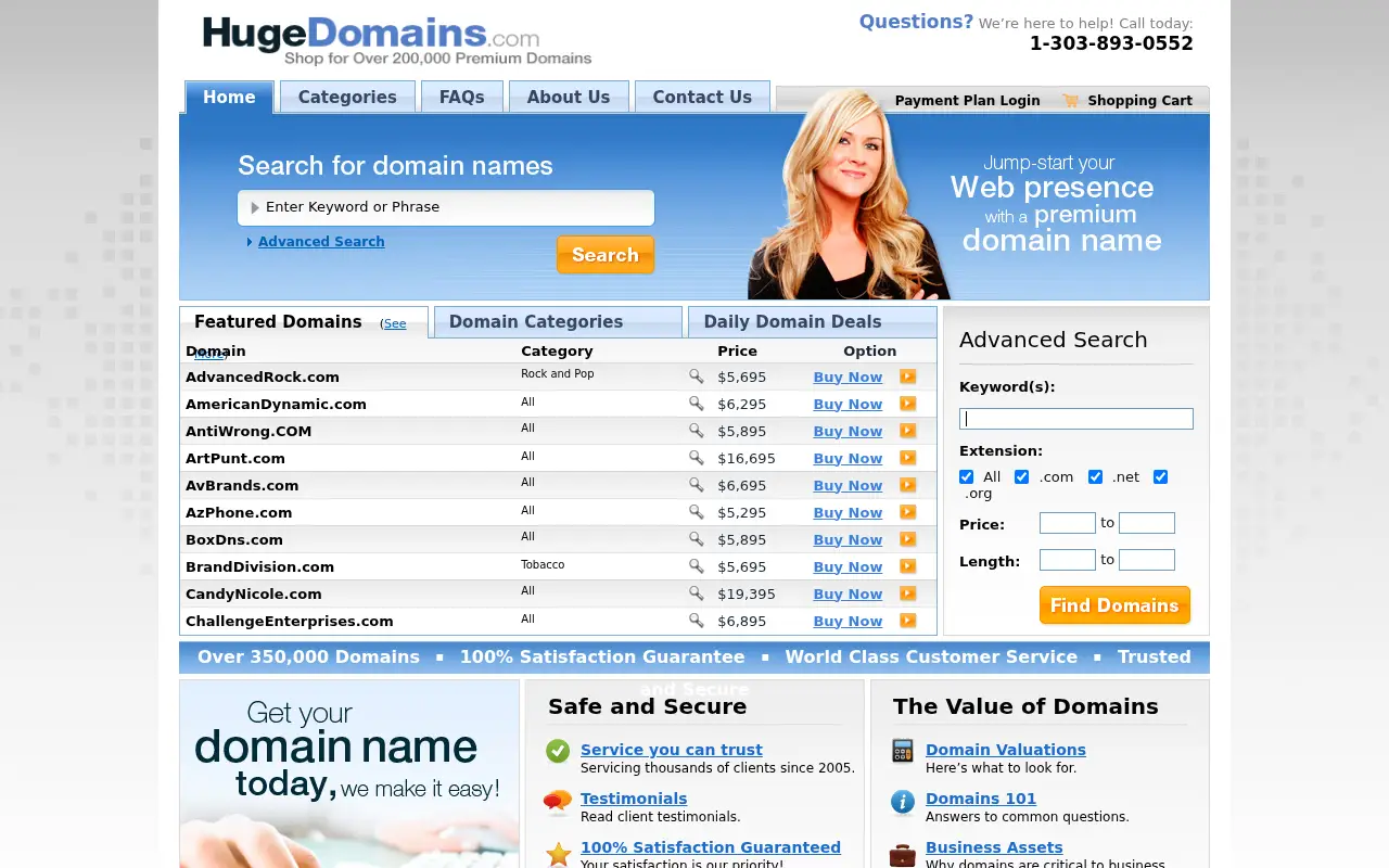 hugedomains.com in 2020