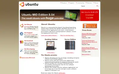 ubuntu.com in 2008