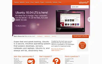 ubuntu.com in 2010