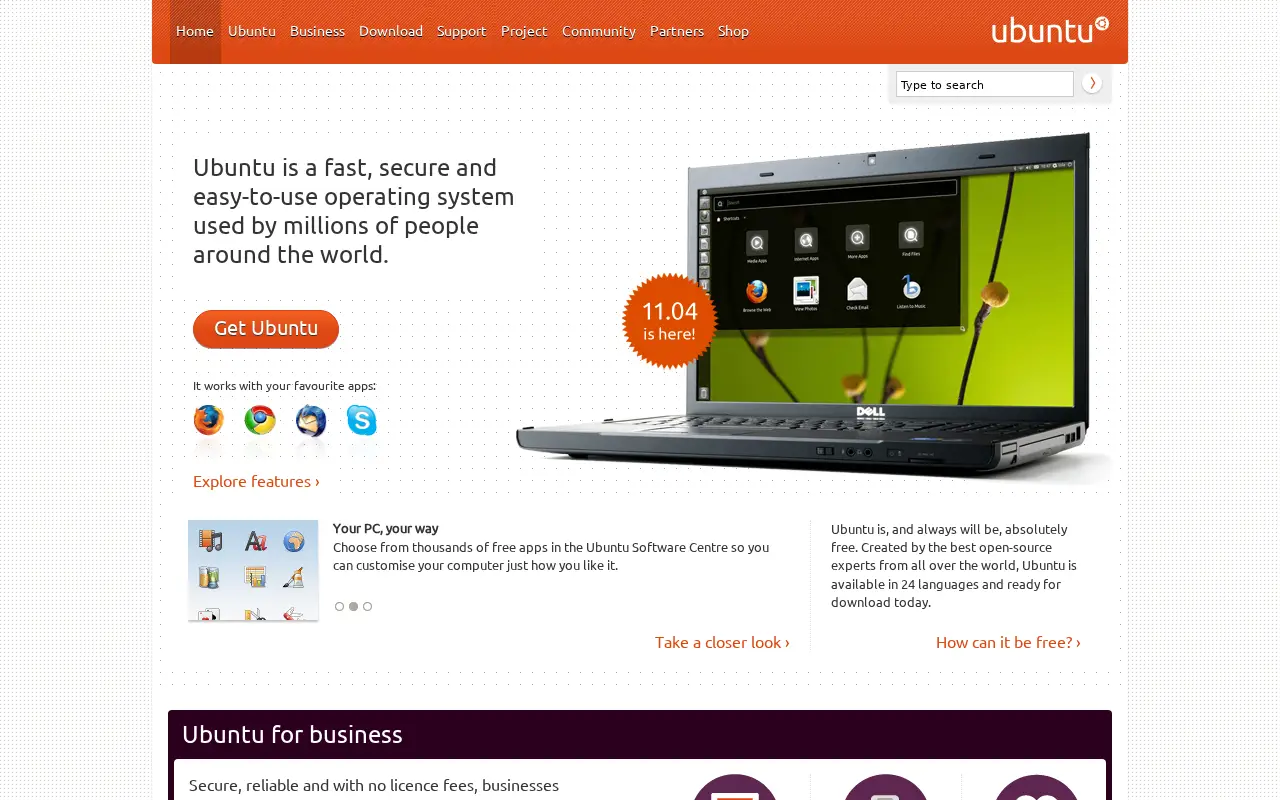 ubuntu.com in 2011
