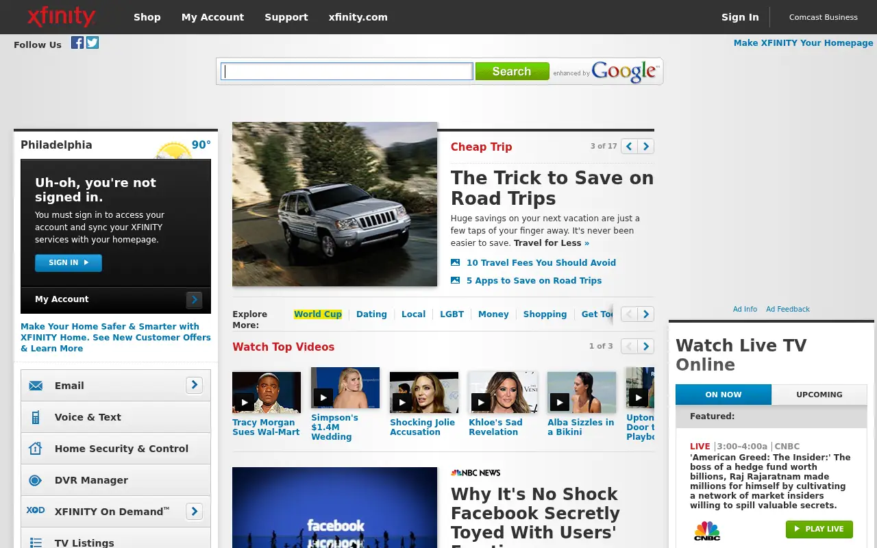 xfinity.com on July 1, 2014