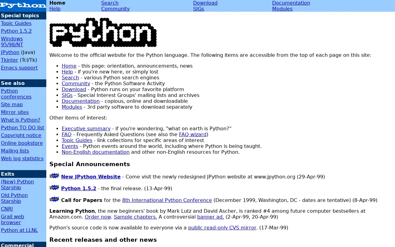 python.org in 1999
