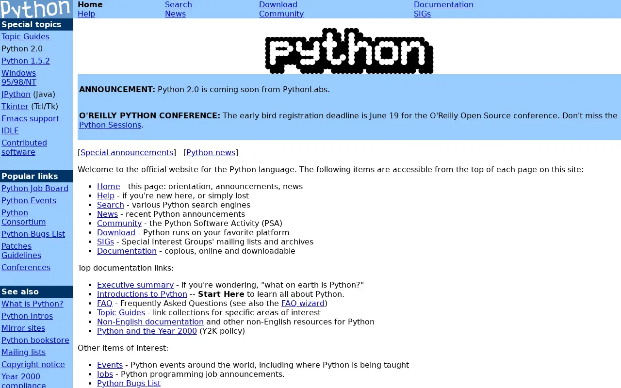 python.org in 2000