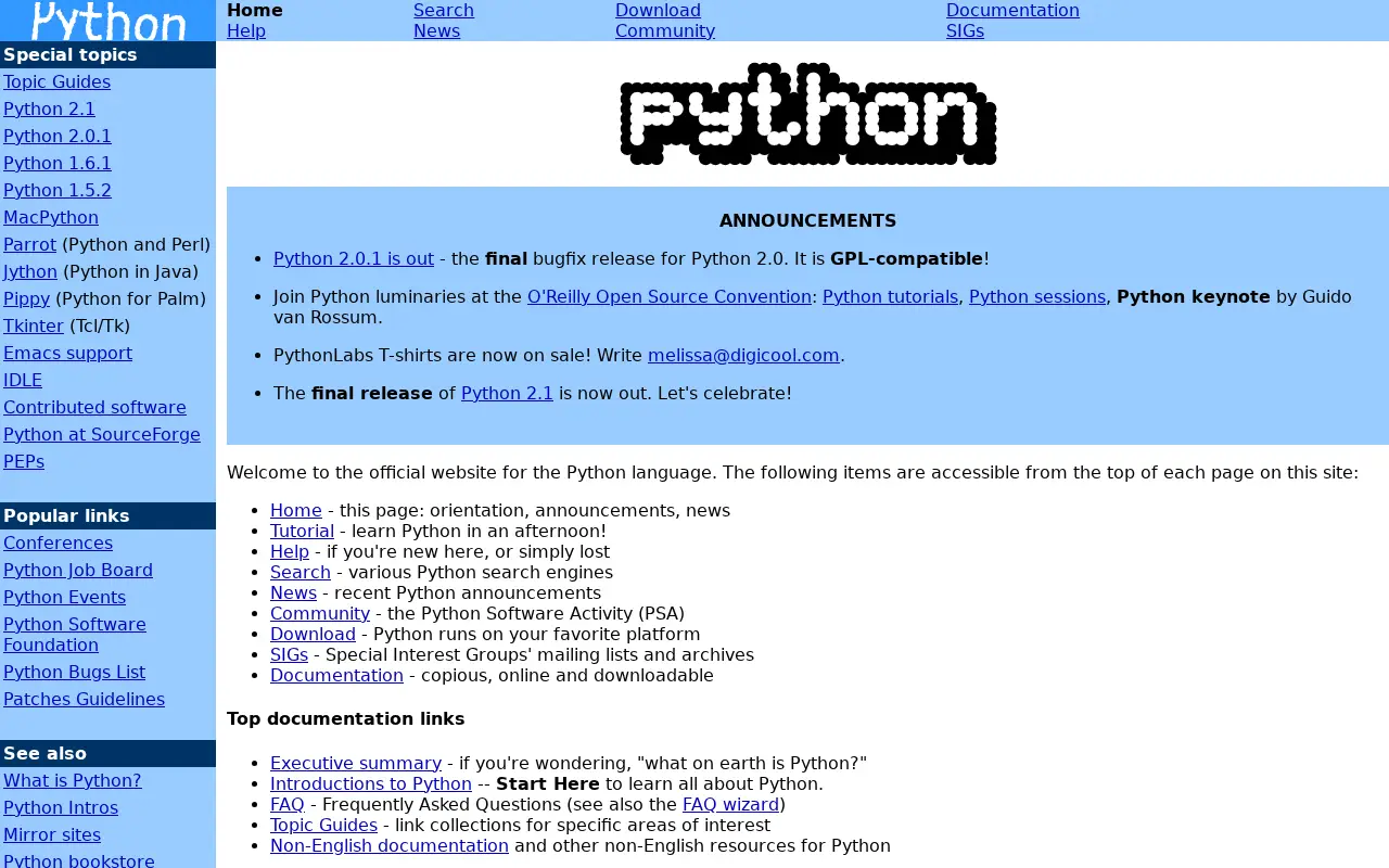 python.org in 2001