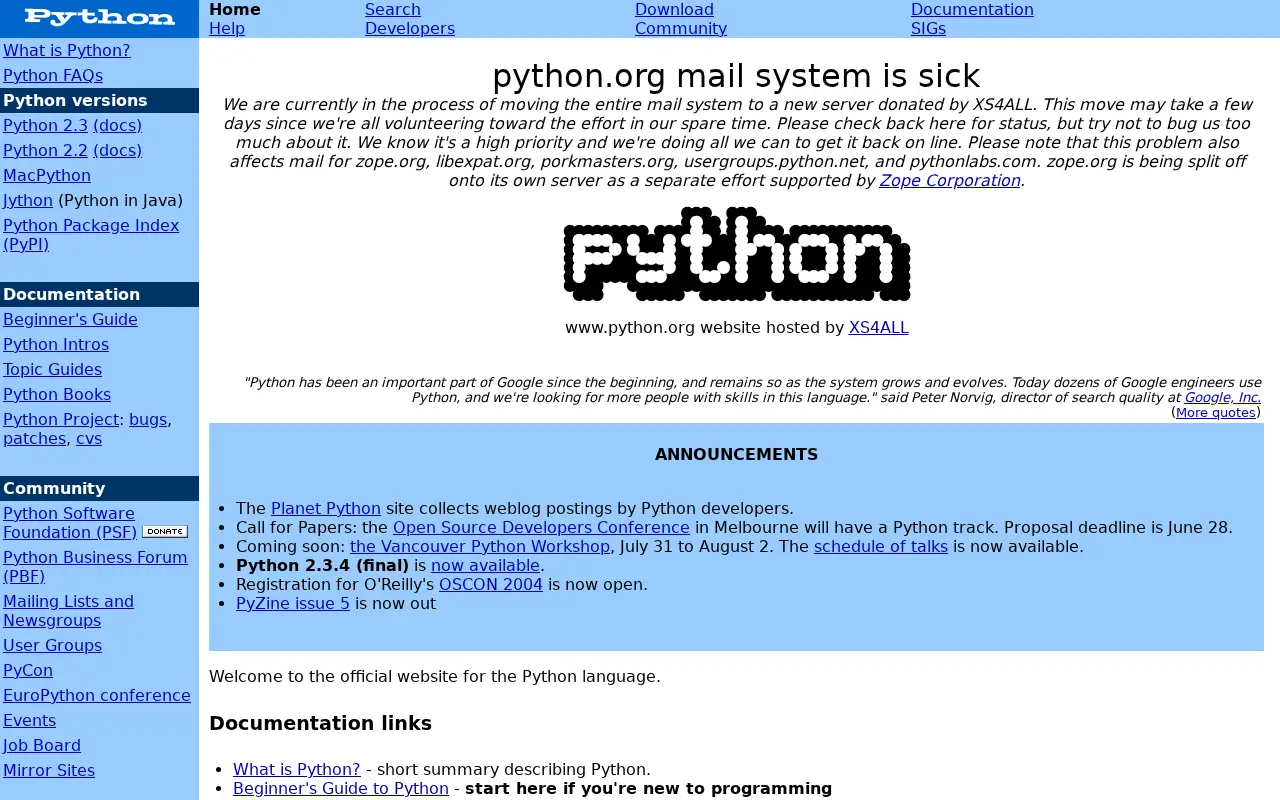 python.org in 2004