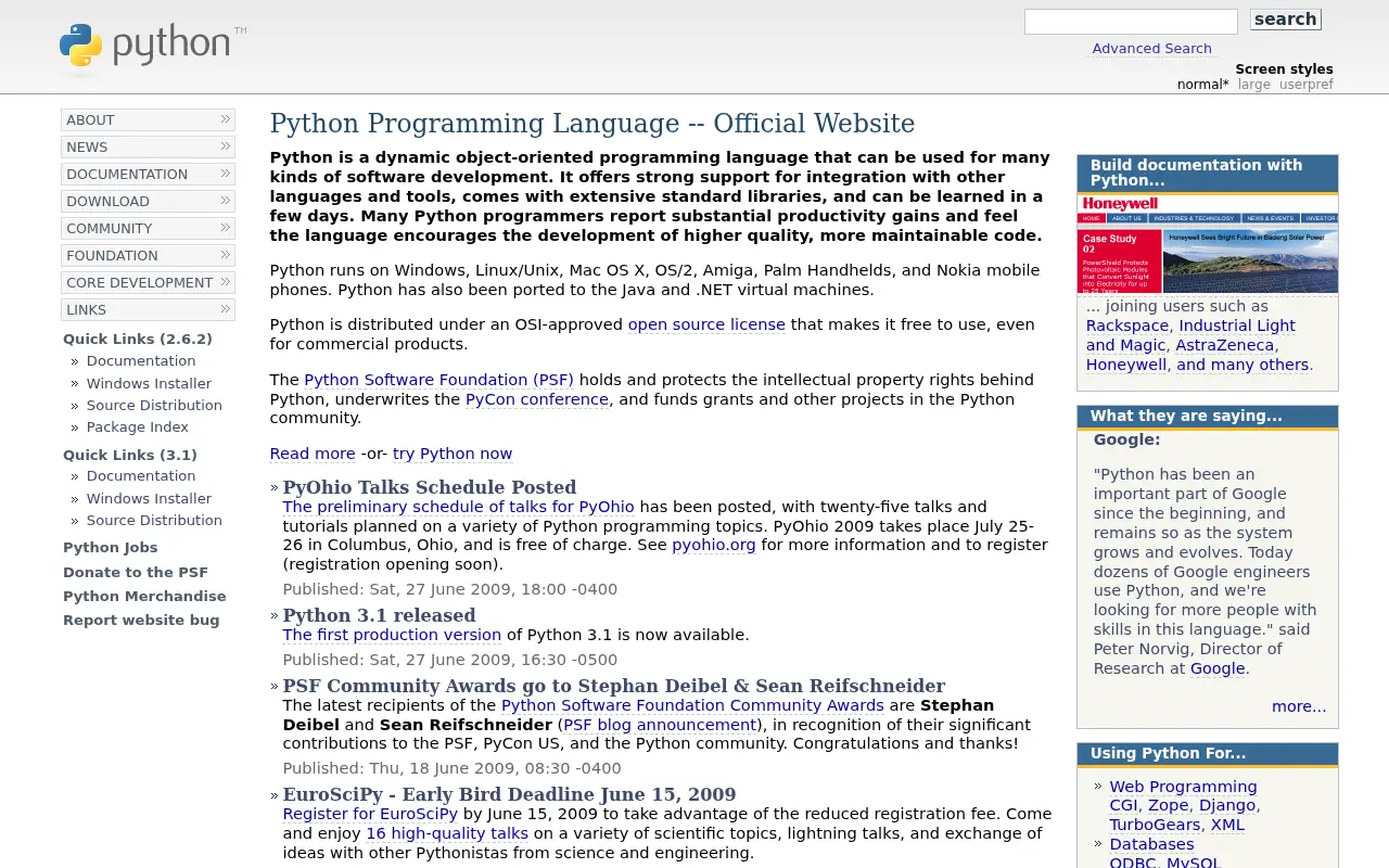 python.org on June 29, 2009