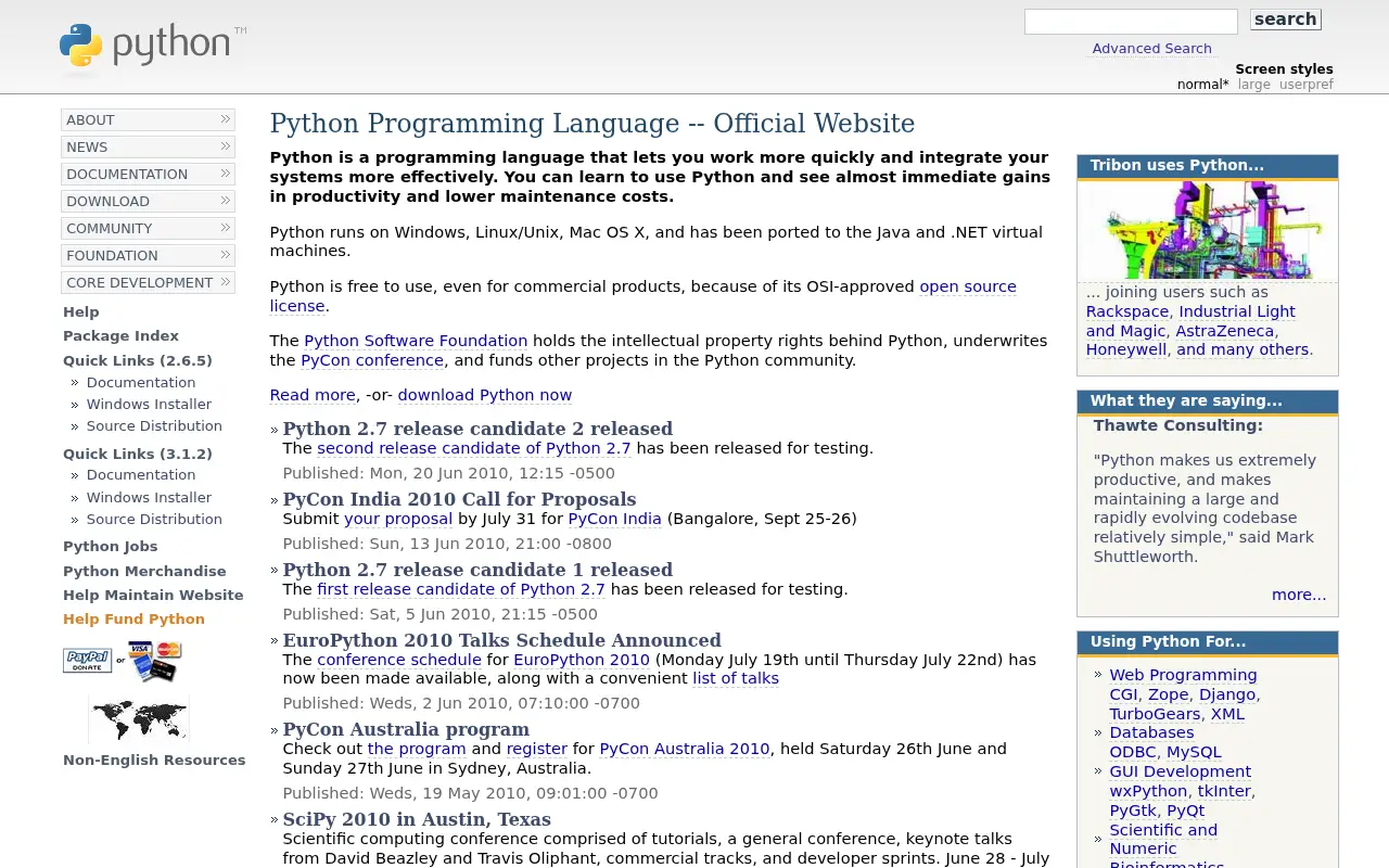 python.org on June 27, 2010