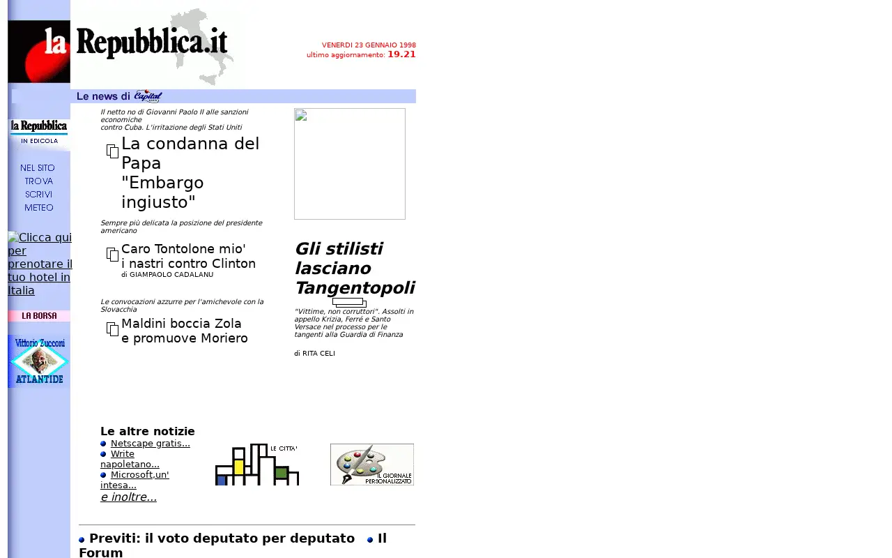 repubblica.it in 1998