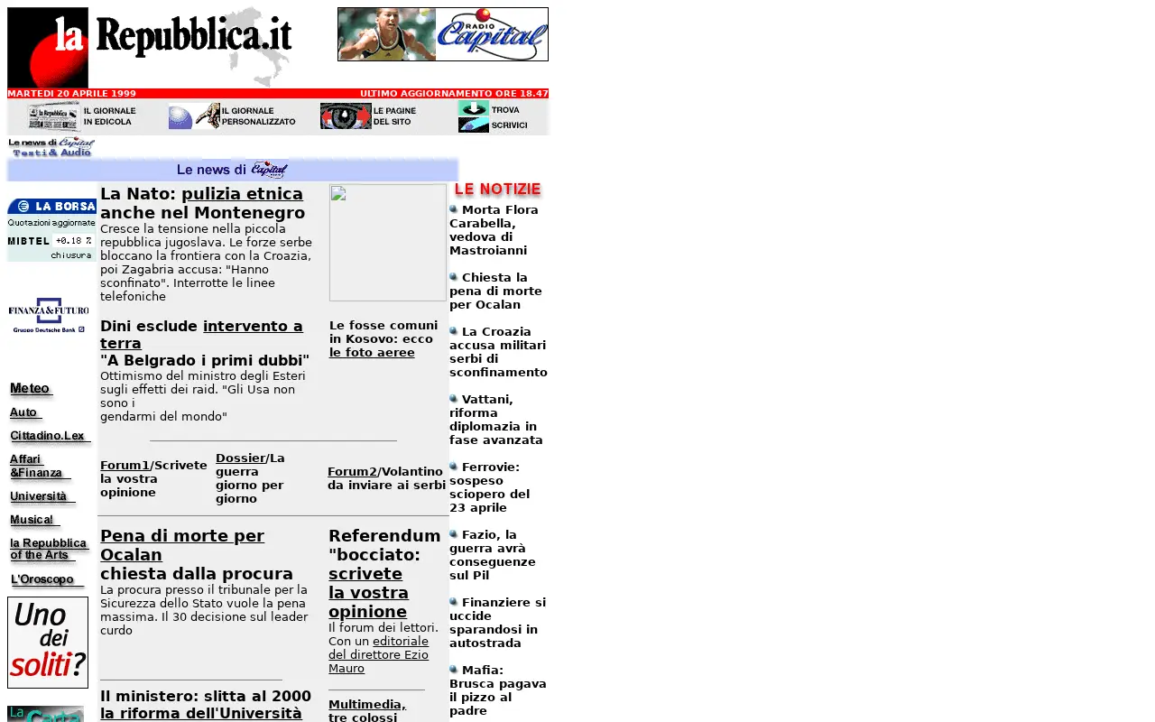 repubblica.it in 1999