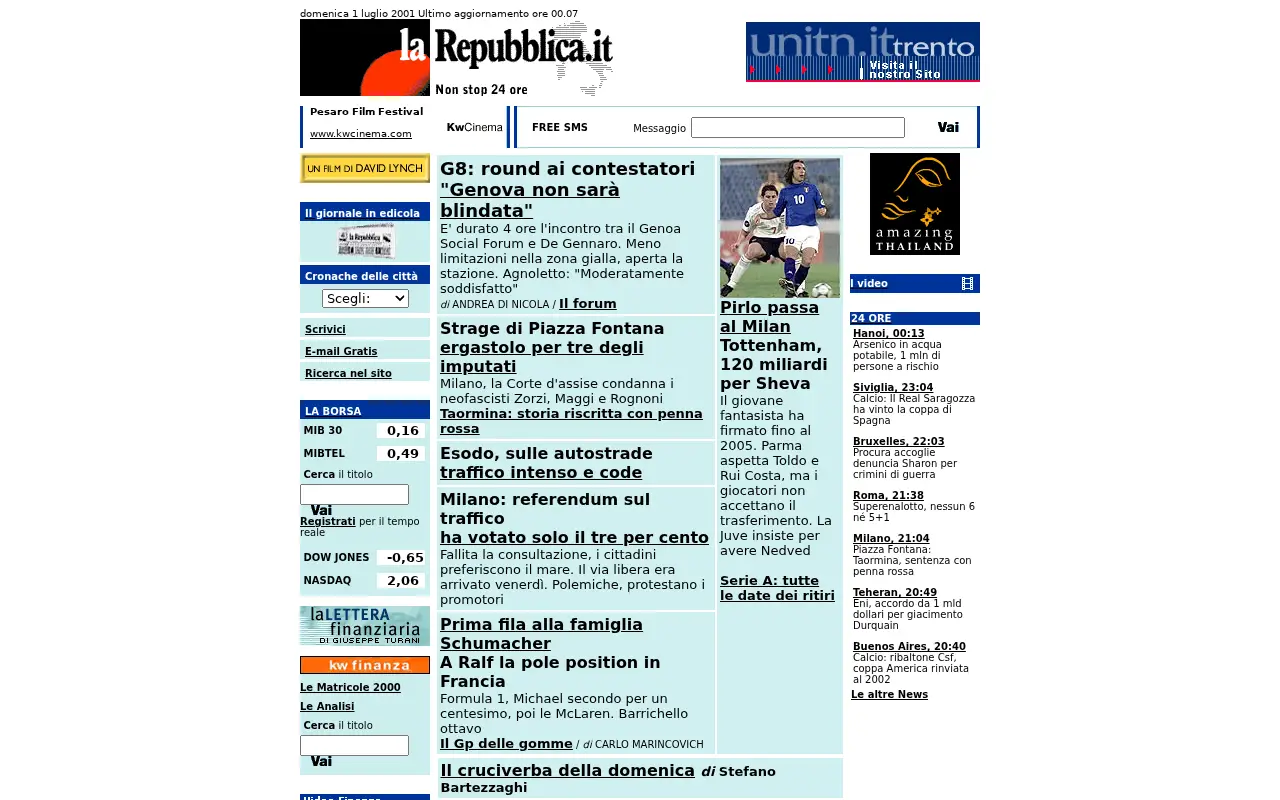 repubblica.it in 2001