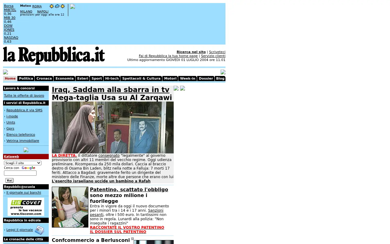 repubblica.it in 2004