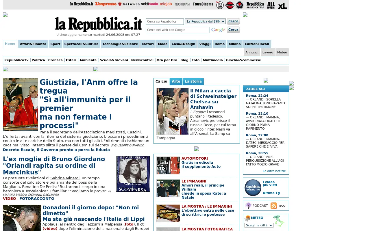 repubblica.it in 2008