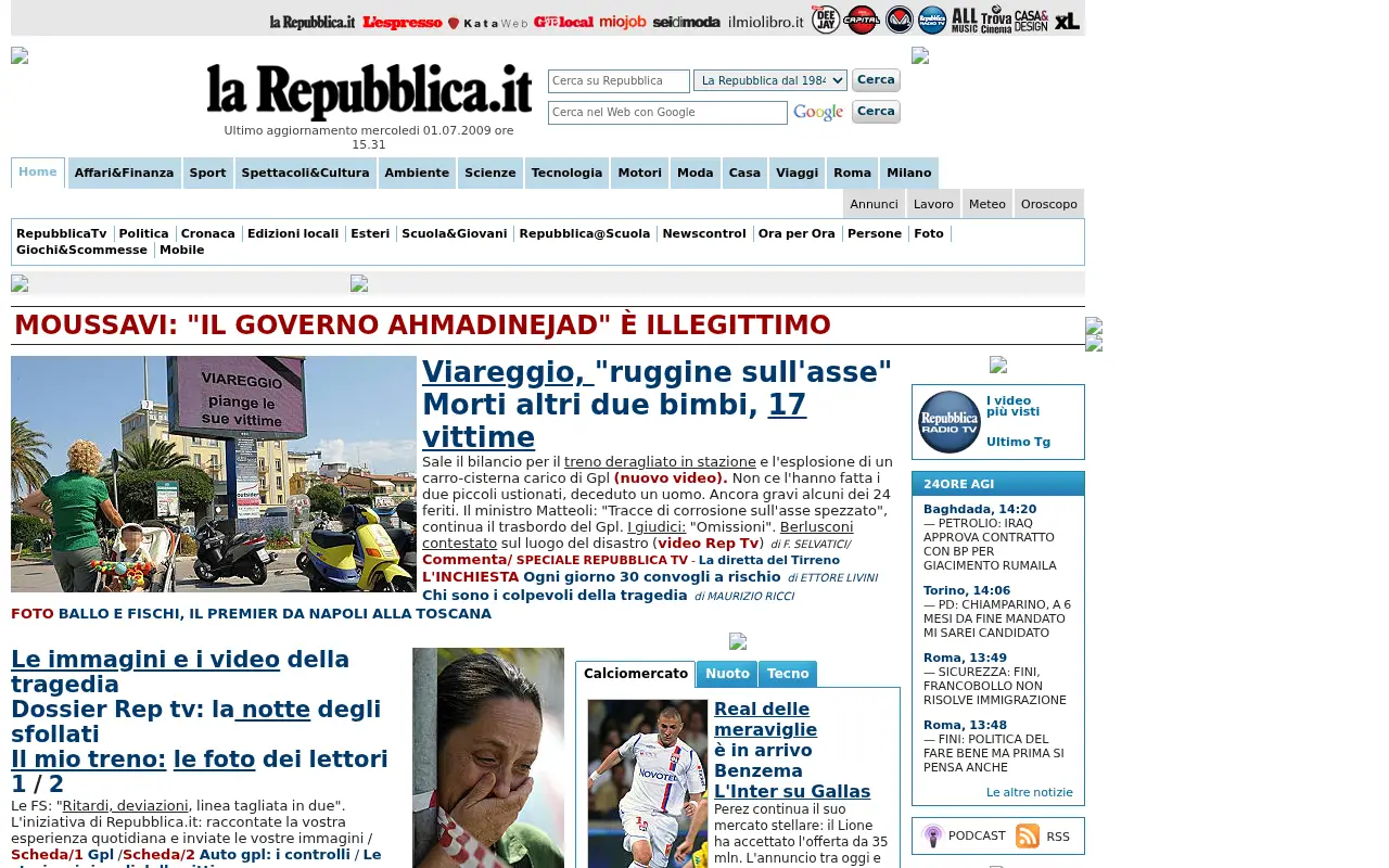 repubblica.it in 2009