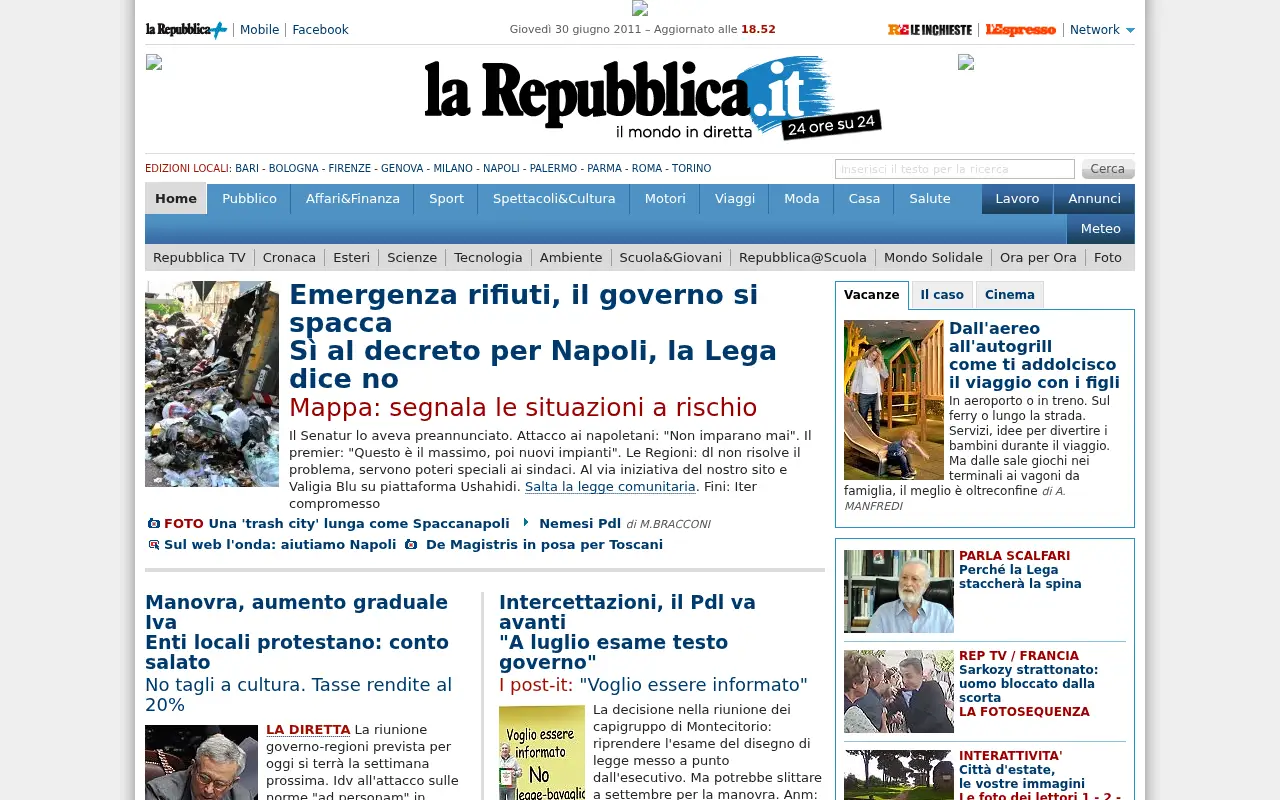 repubblica.it in 2011