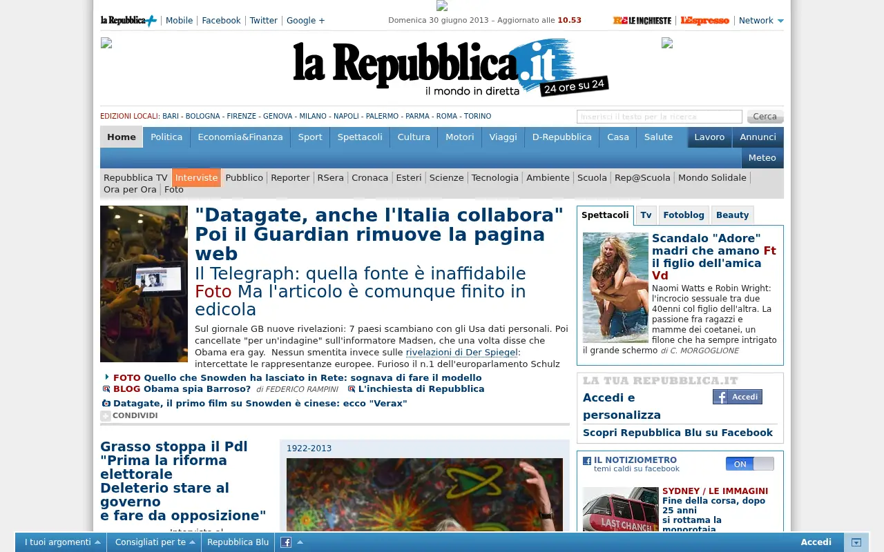 repubblica.it in 2013