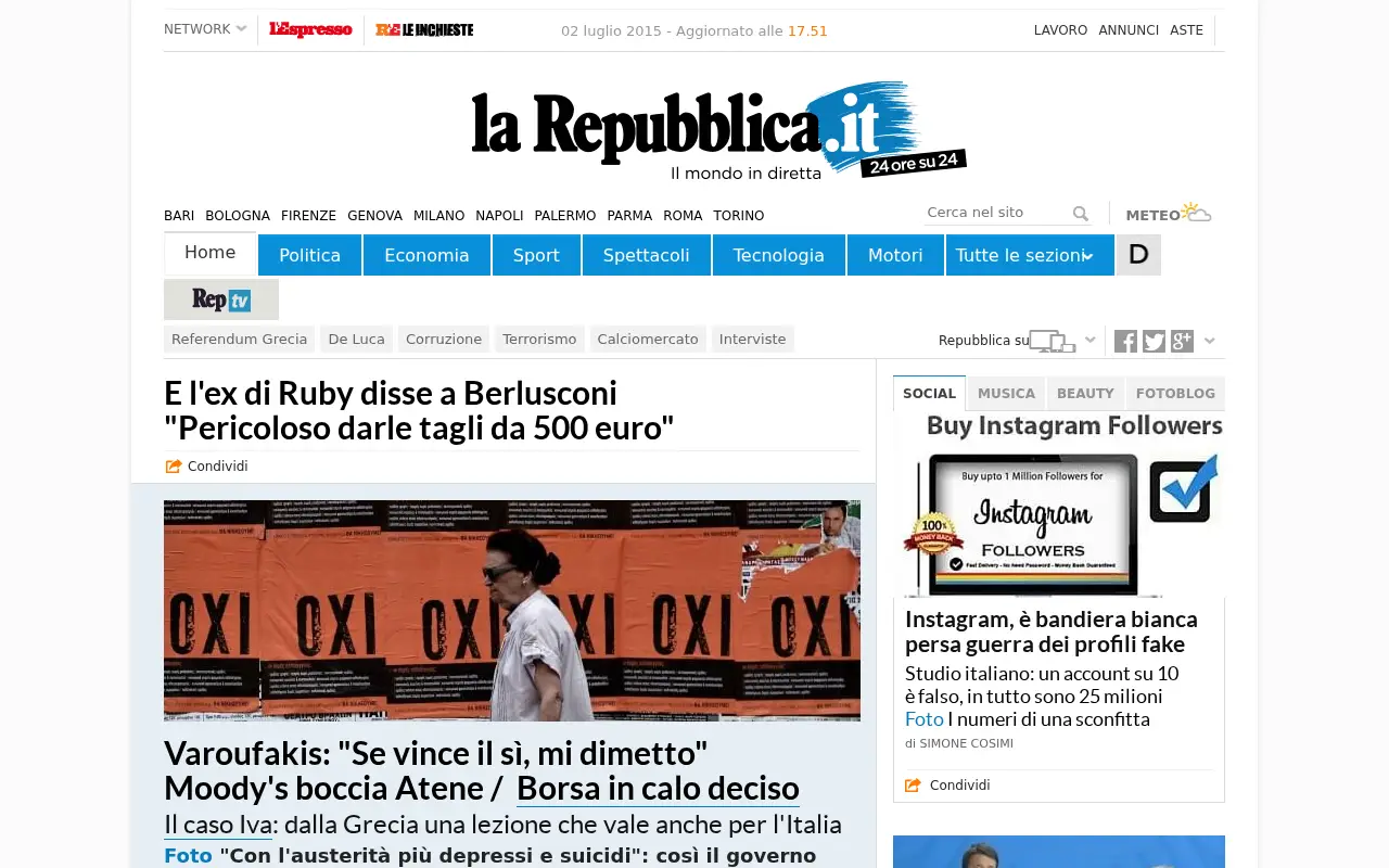 repubblica.it in 2015