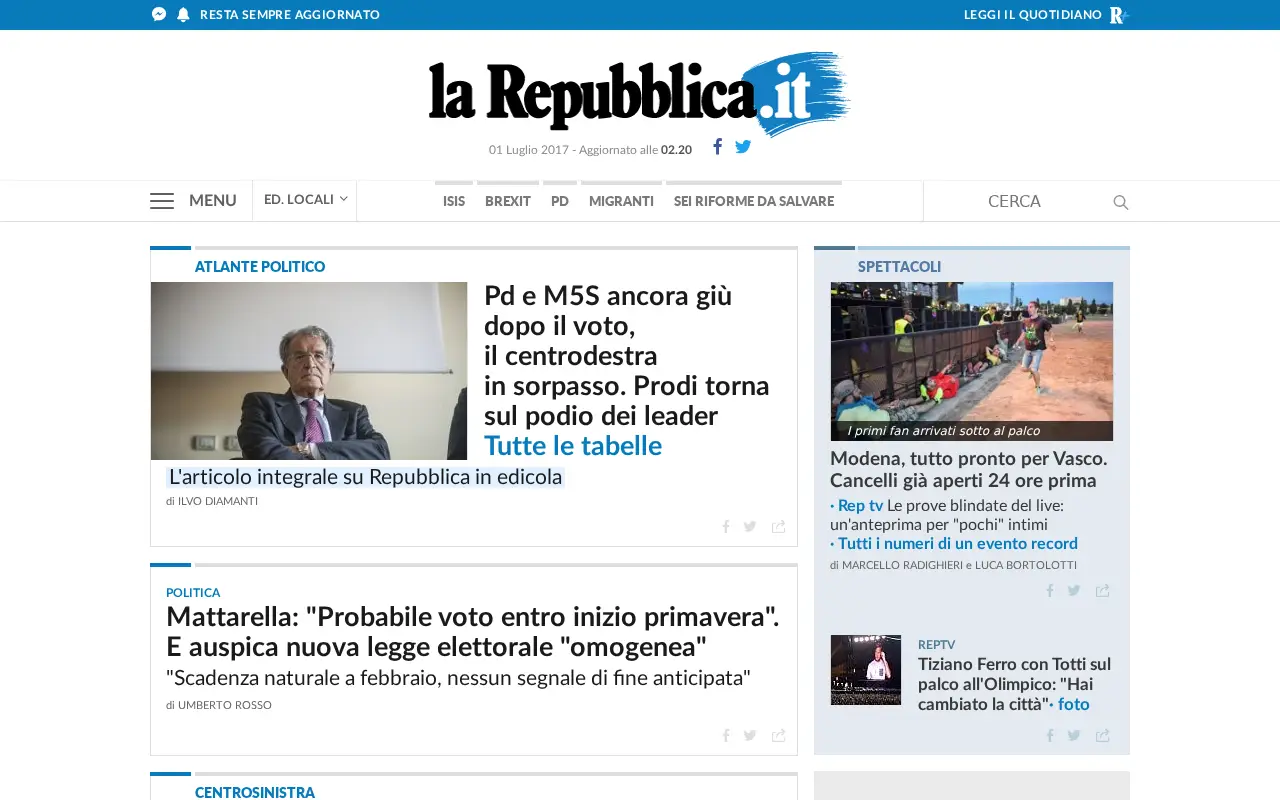 repubblica.it in 2017
