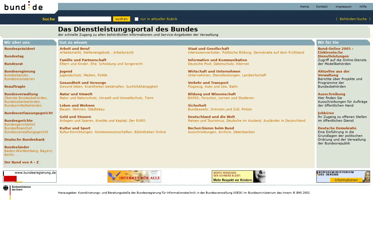 bund.de in 2001