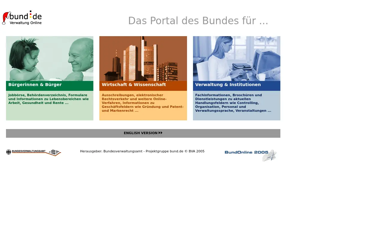 bund.de in 2005