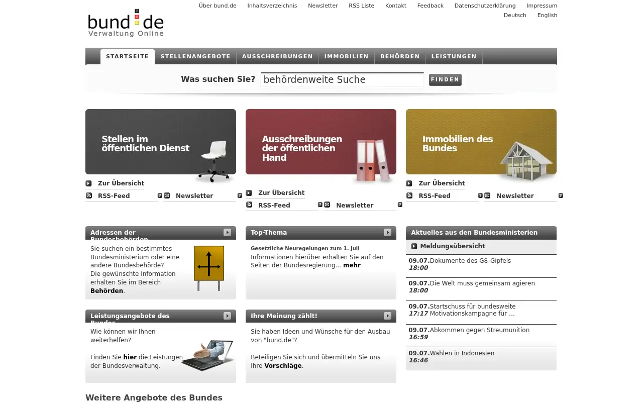 bund.de in 2009