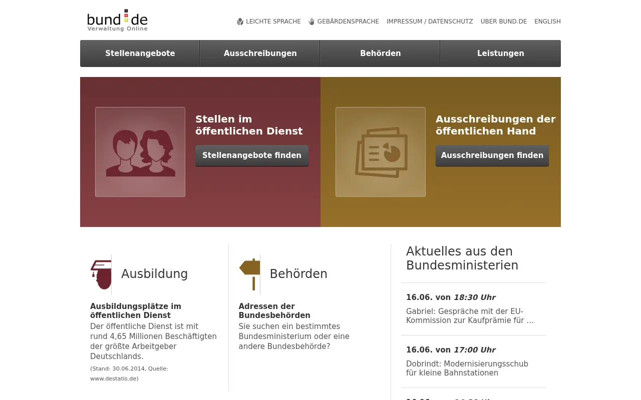 bund.de in 2016