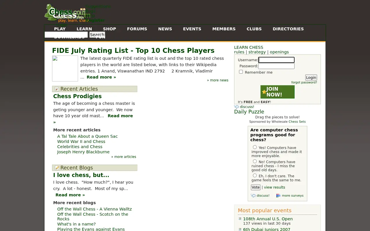 chess.com in 2007