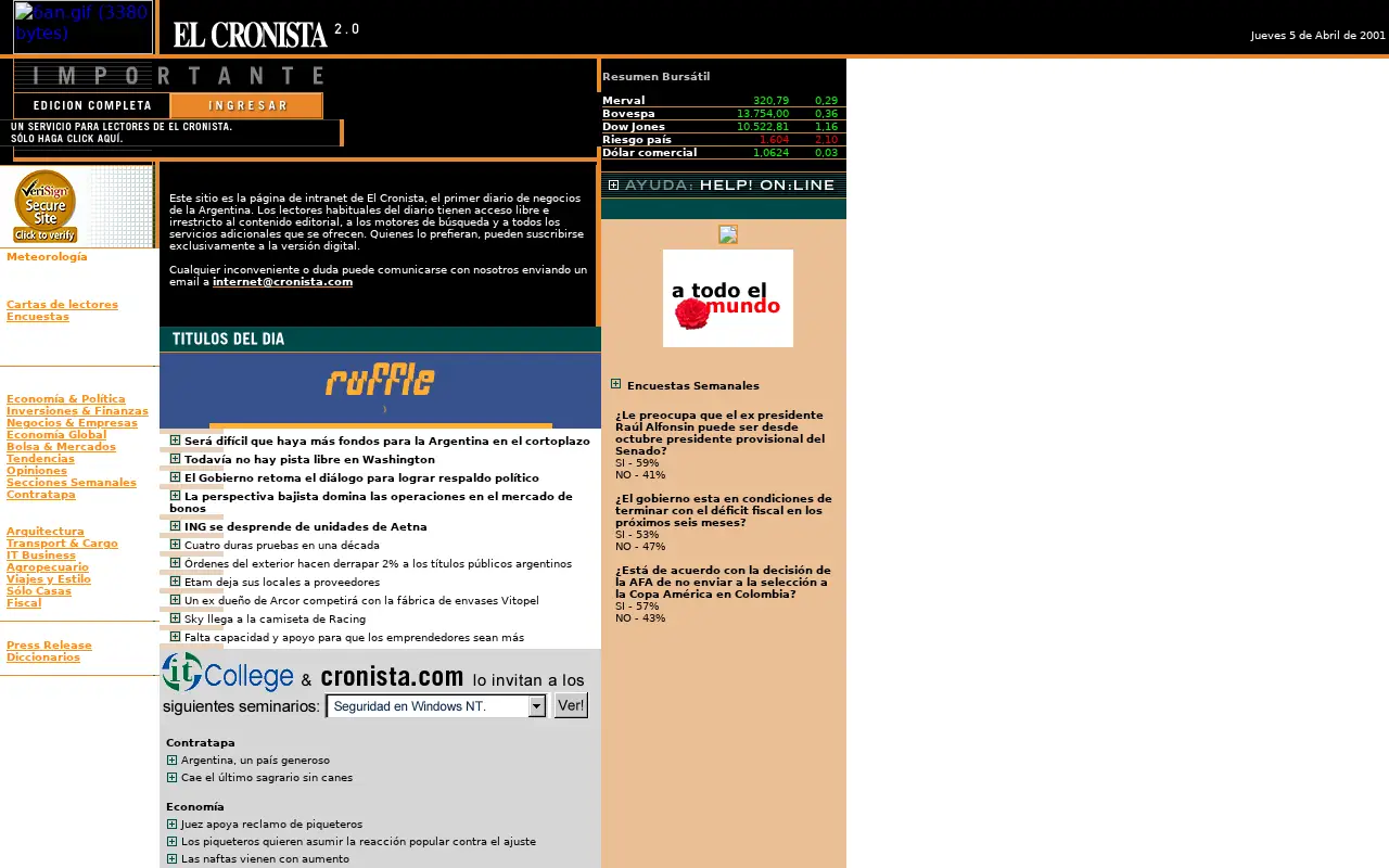 cronista.com in 2001