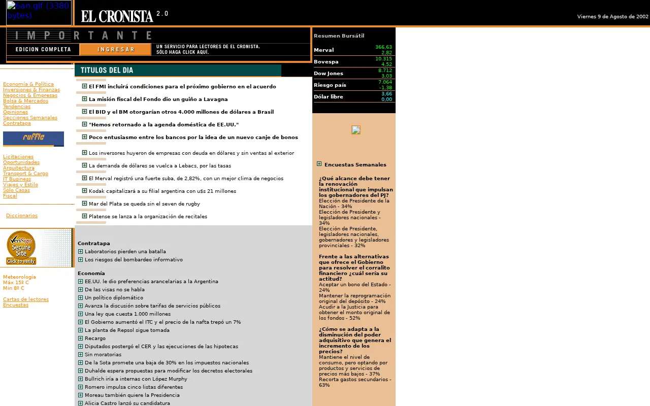 cronista.com on July 19, 2002