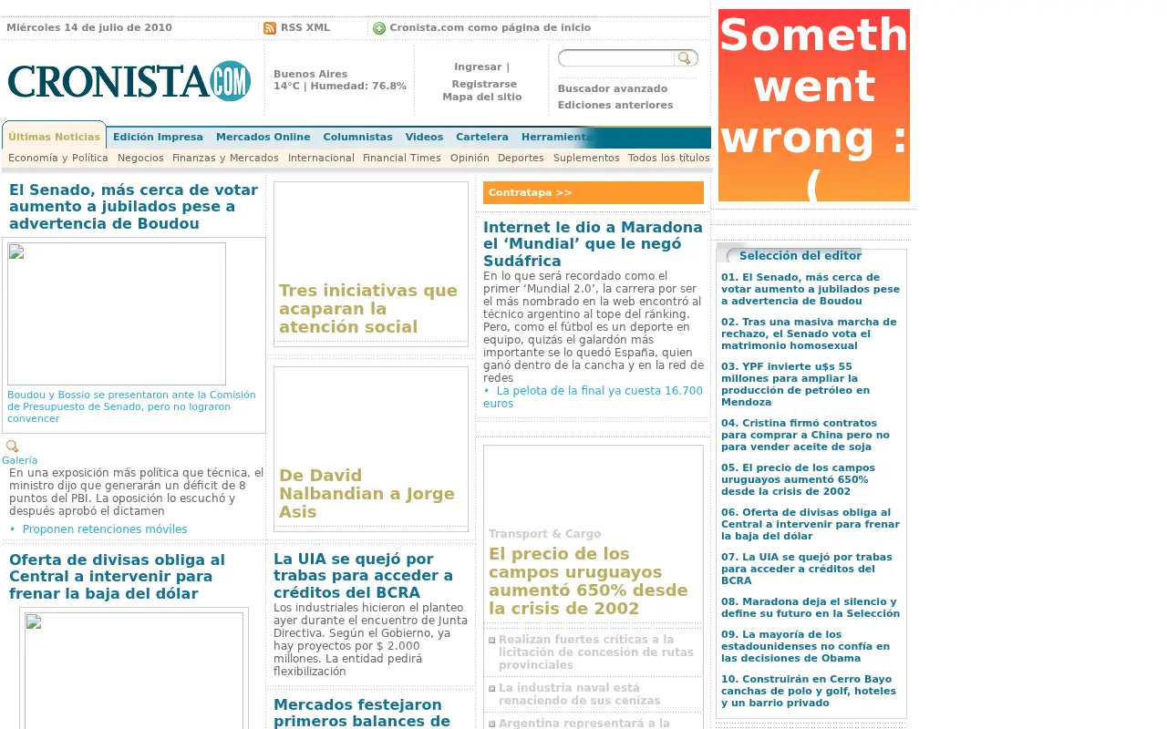 cronista.com in 2010