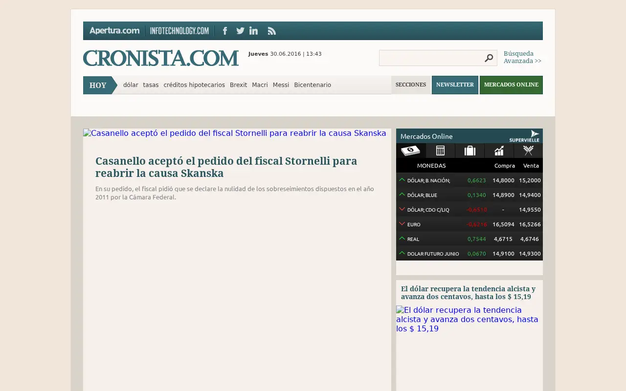 cronista.com in 2016