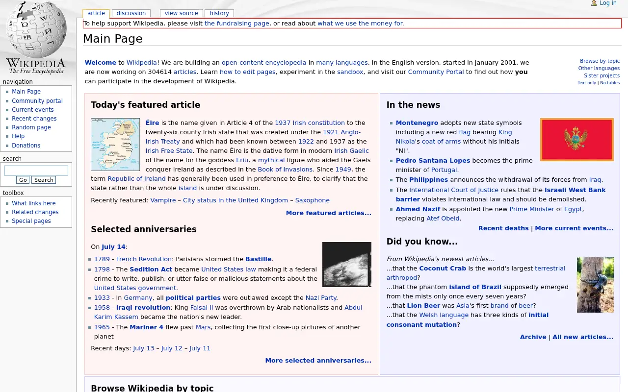 wikipedia.org in 2004
