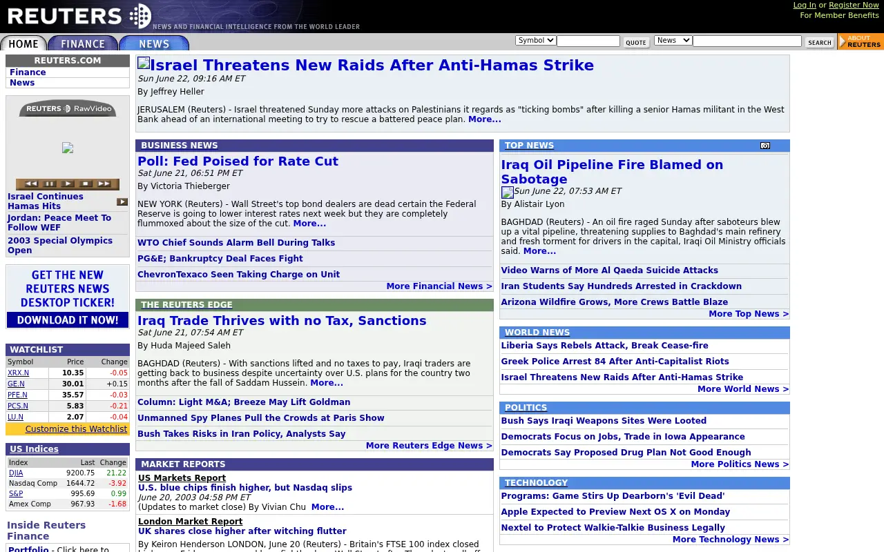 reuters.com on June 22, 2003