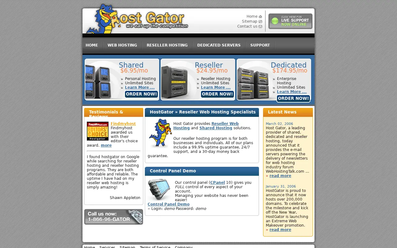 hostgator.com in 2006