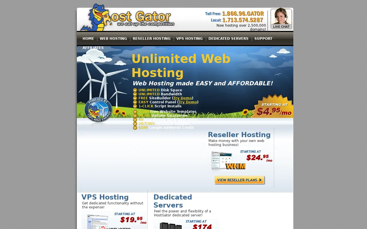 hostgator.com in 2010
