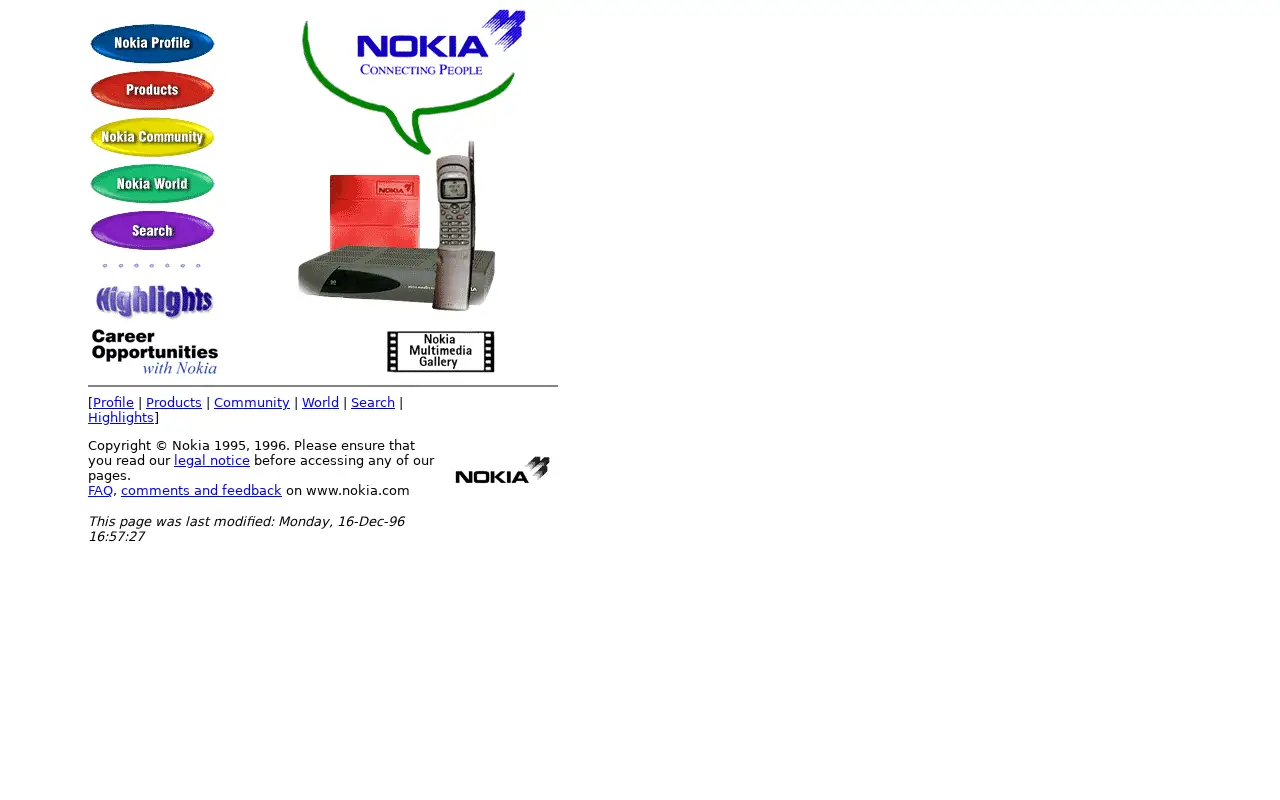 nokia.com in 1996