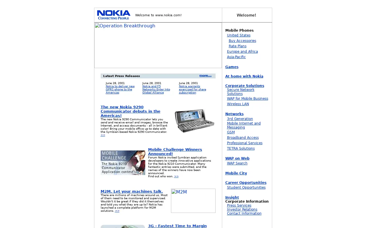 nokia.com in 2001