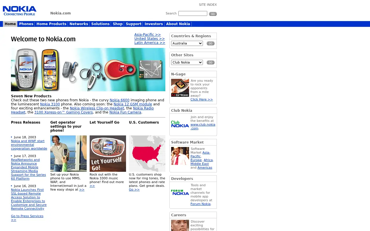 nokia.com in 2003