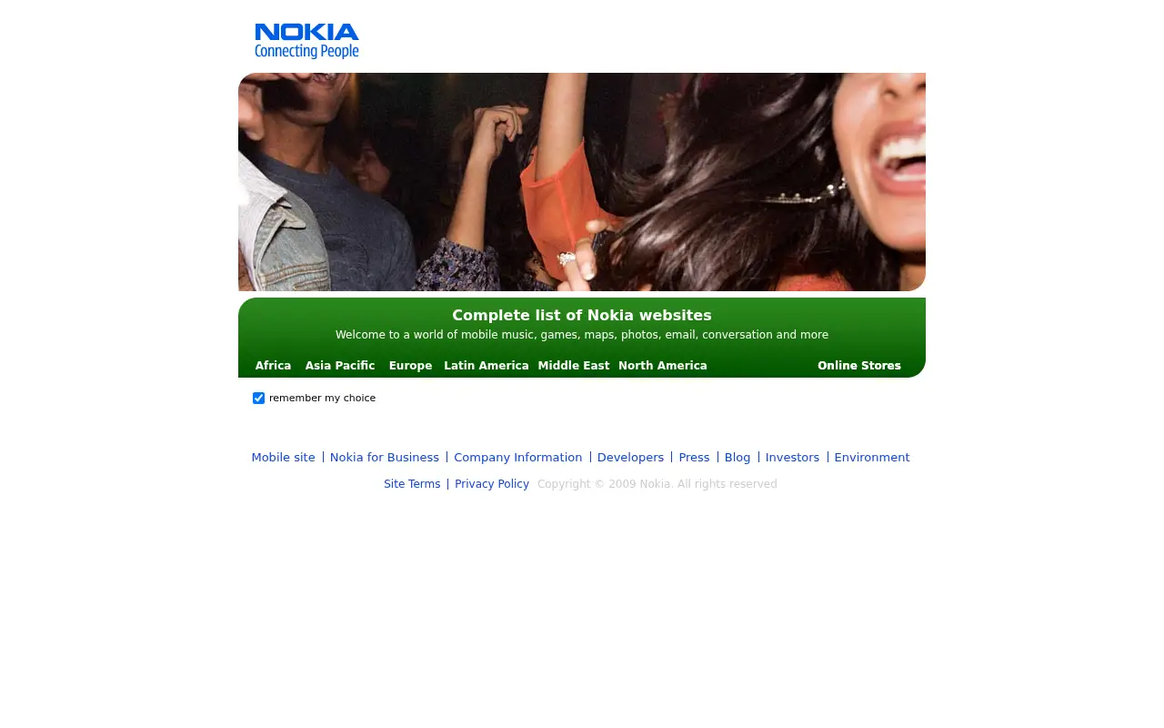 nokia.com in 2009