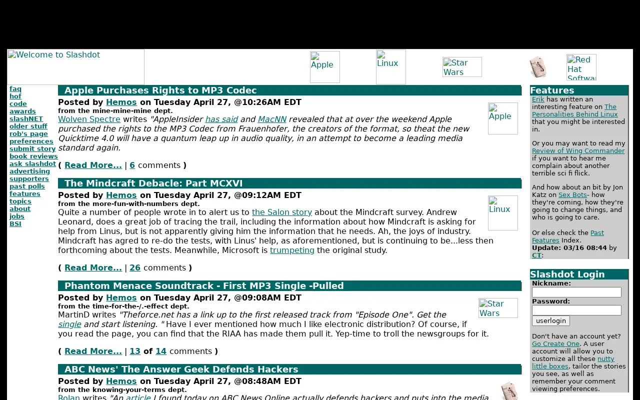 slashdot.org in 1999