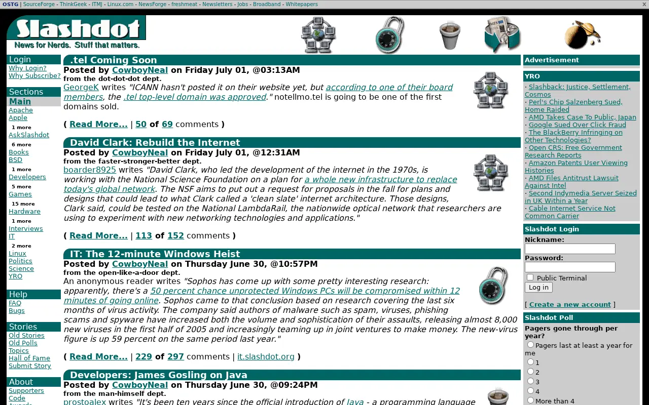 slashdot.org in 2005