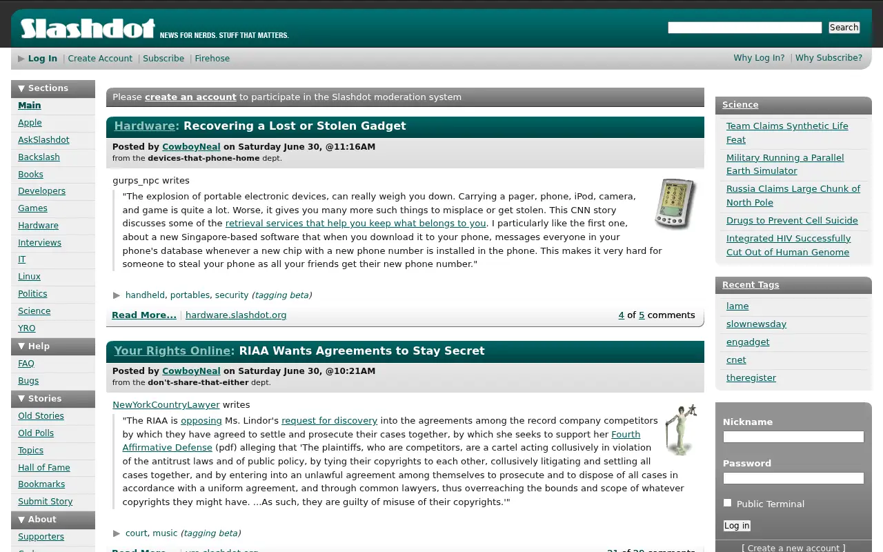 slashdot.org in 2007