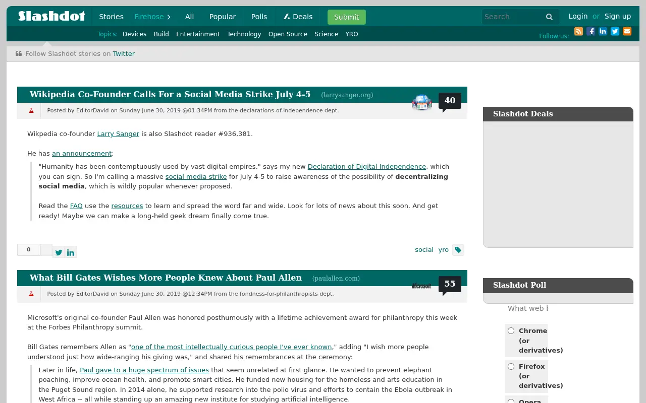slashdot.org in 2019