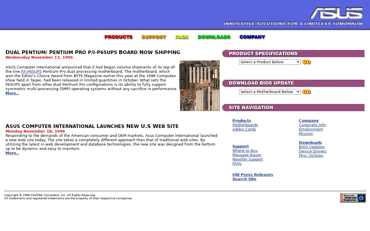asus.com on December 18, 1996