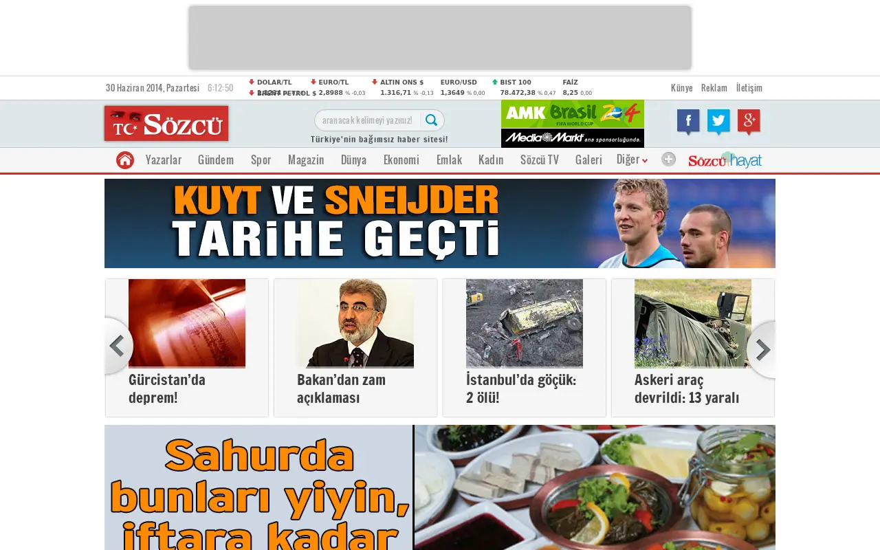 sozcu.com.tr in 2014