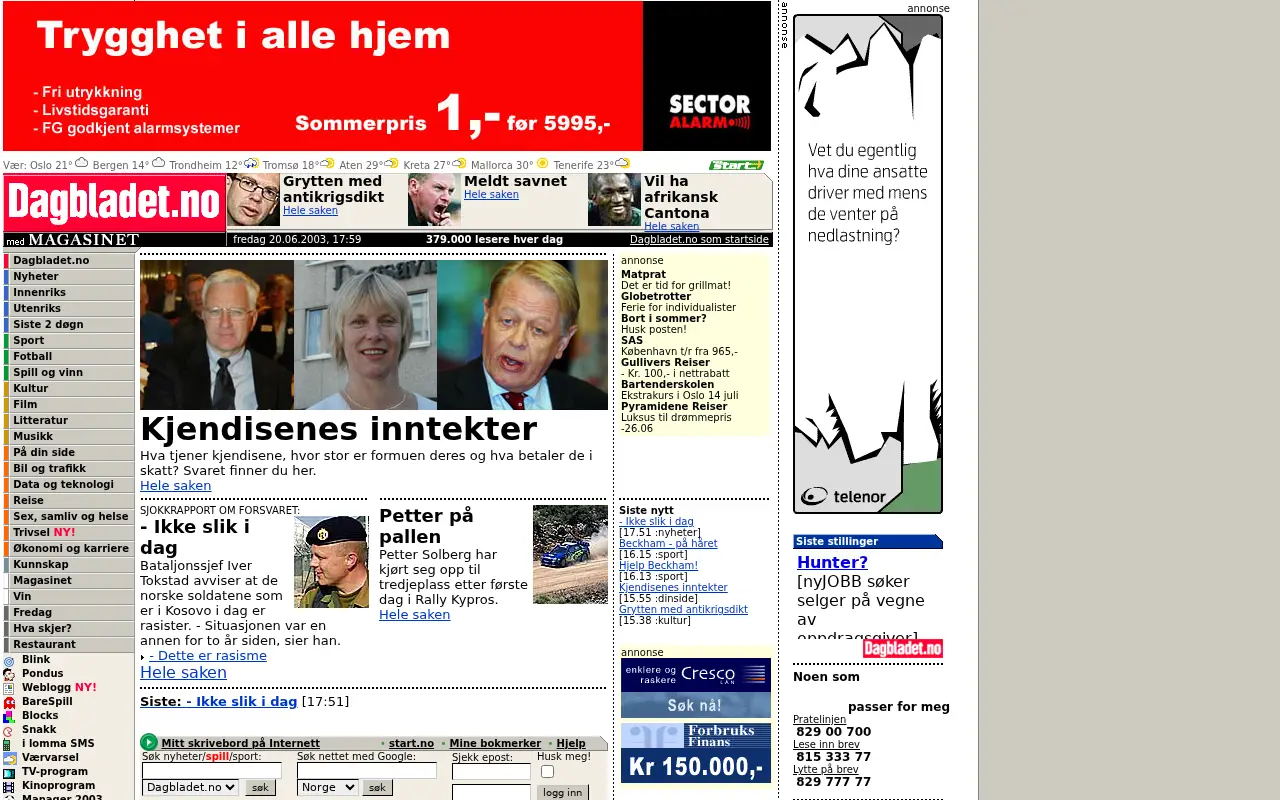 dagbladet.no in 2003