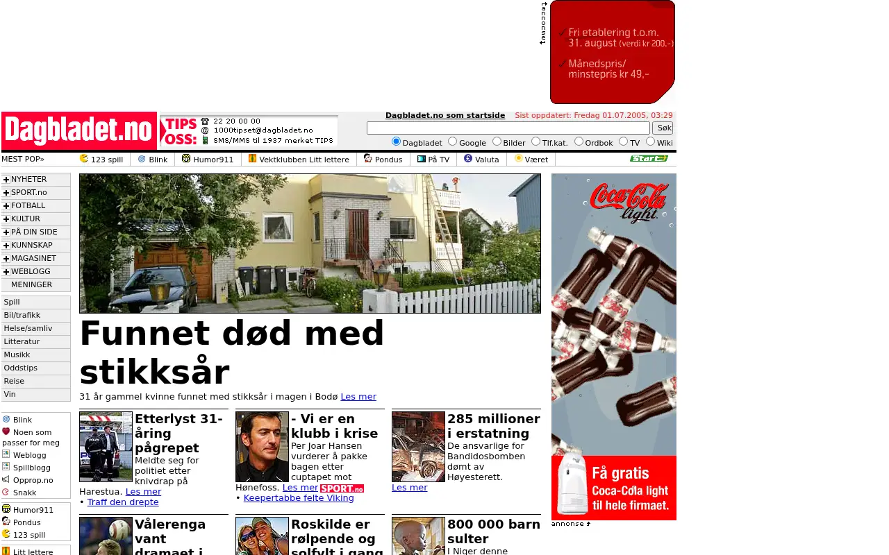 dagbladet.no in 2005